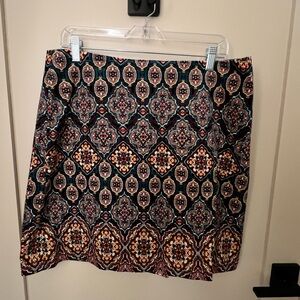 LOFT corduroy Black and Brown Patterned Mini Skirt